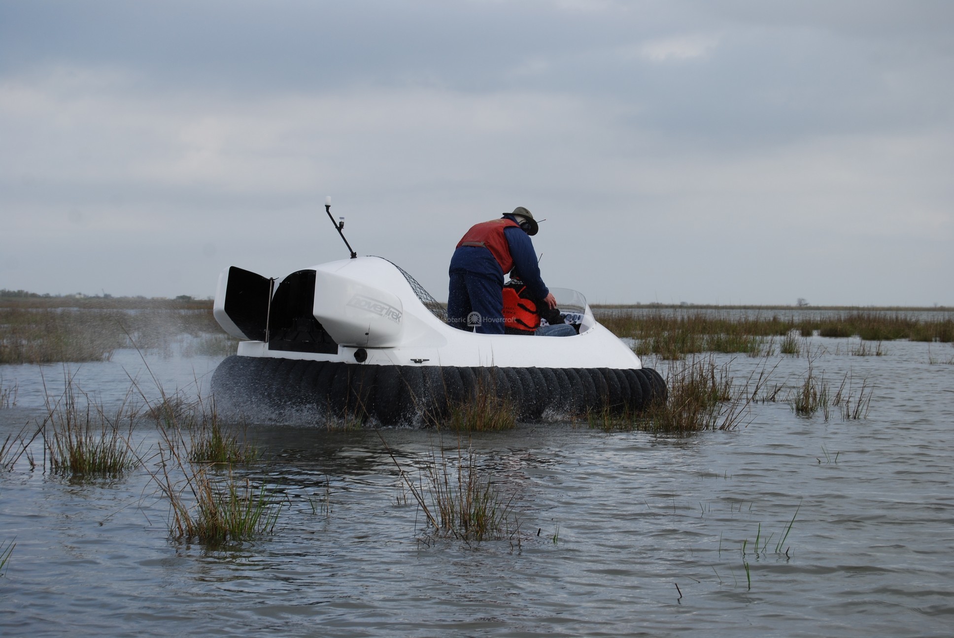 Neoteric Commercial Hovercraft training in tall grass marsh