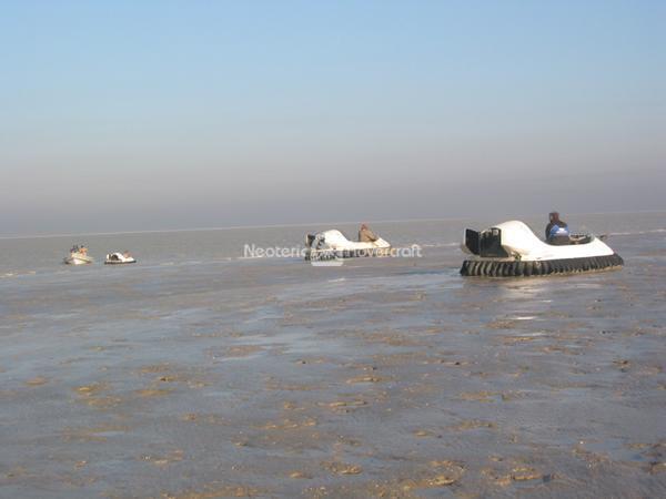 Neoteric commercial hovercraft utilized in Kuwait intertidal zone