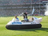 Bulls mascot hovers across sports ground