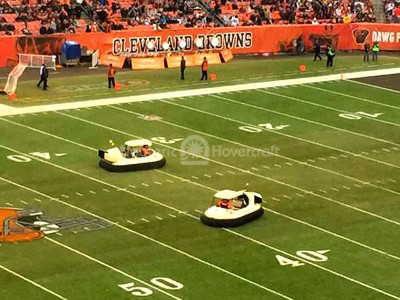 Photo hovercraft golf cart halftime show FirstEnergy Stadium Cleveland Browns