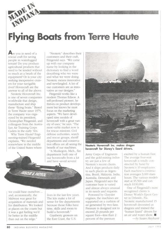 Hovercraft history Indiana Business Magazine