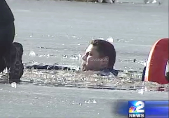 Video Hovercraft ice rescue Hovertrek