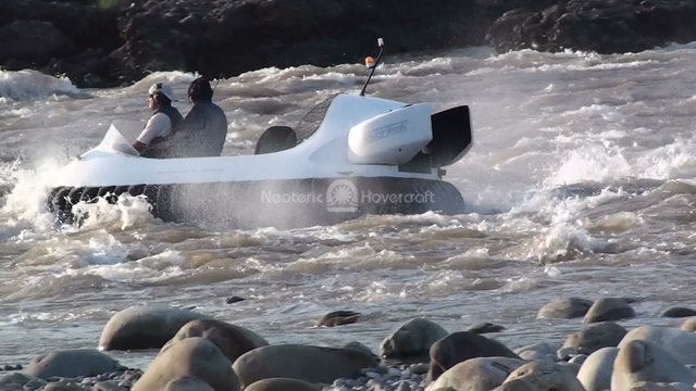 Hovercraft Handles Rapids on the Chenab River, India