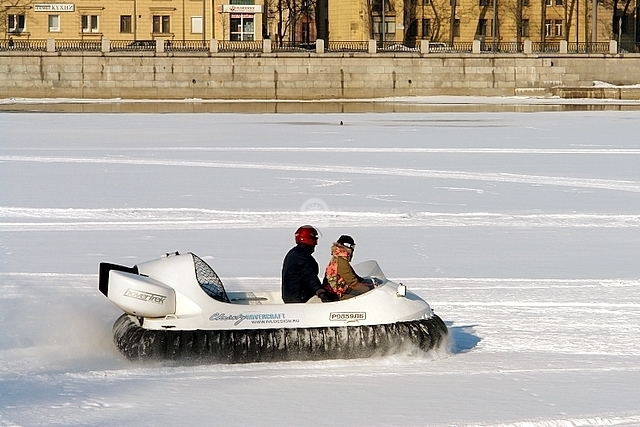 Recreational Hovercraft on St. Petersburg Harbor, Russia