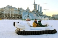 Hovercraft by Russian Cruiser Aurora museum ship
