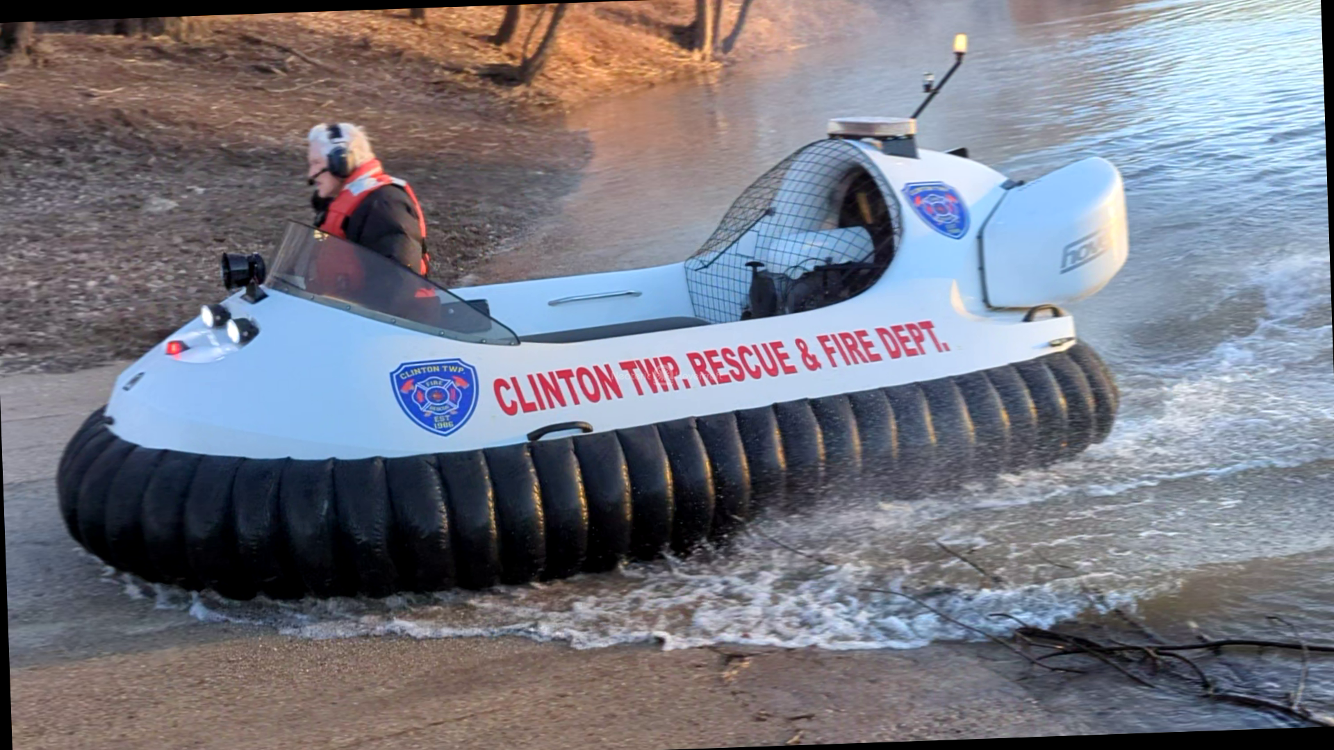 Clinton Twp Fire Department, Greencastle IN's Hovercraft Tested by Chris Fitzgerald March2023