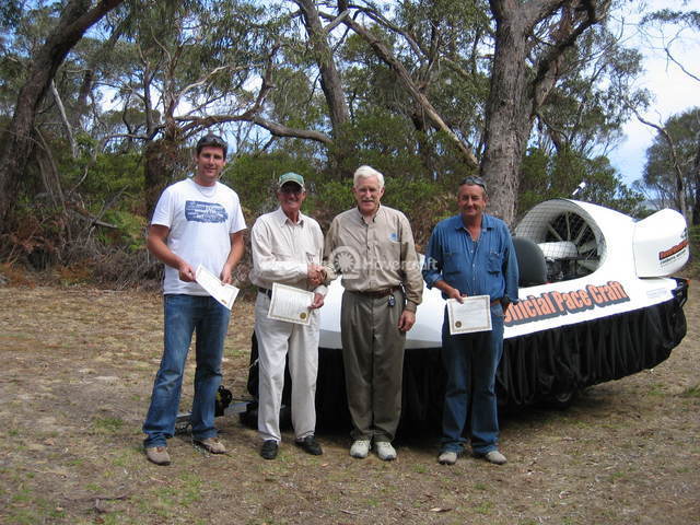 Matt Whytcross, Frederick (Ted) Crocker, and Shane Crocker, Moolap, Victoria, Australia hovercraft training