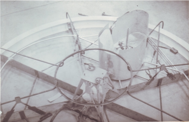 Fig 1: General layout of base and upper duct frame. Gearbox mount, cockpit moulding, hydraulics and jet pieces are in position ready for application of foam.