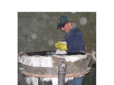 Hand laid fabrication of the thrust shroud.